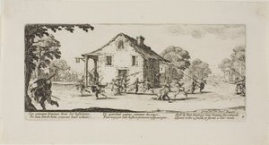 Ryöstökohtaus, levy neljä teoksesta The Miseries of War (Sodan kurjuudet) tekijältä Jacques Callot