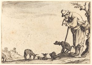 Paimen soittaa huilua tekijältä Jacques Callot