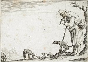 Huilua soittava paimen tekijältä Jacques Callot