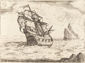 Laiva navigoi lähellä kiviä tekijältä Jacques Callot