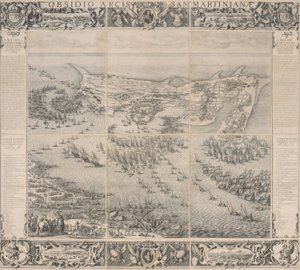 Saint Martinin linnoituksen piiritys Isle de Ré -saarella tekijältä Jacques Callot
