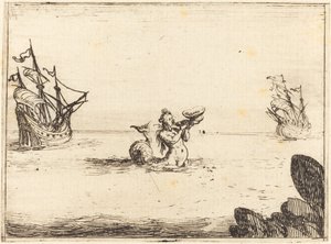 Sireeni kahden laivan välissä tekijältä Jacques Callot