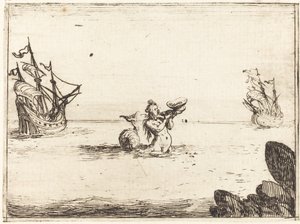 Sireeni kahden laivan välissä tekijältä Jacques Callot
