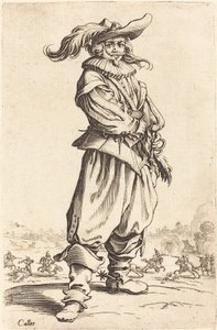 Sotilas, jolla on höyhenhattu, n. 16201623. tekijältä Jacques Callot