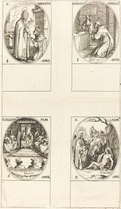 St. Ambrose; St. Vincent Ferrer; St. Celestin; Pyhä Lasarus tekijältä Jacques Callot
