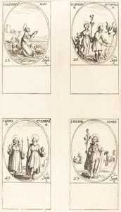 St. Calistratus; Sts. Cyprian ja Justina; Sts. Comus ja Damian; St. Elzear, kreivi tekijältä Jacques Callot