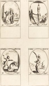 Pyhä Katariina Siena; St. Marian; St. Eutropius; Pyhä Sofia tekijältä Jacques Callot
