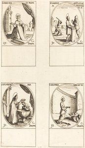 Pyhä Daavid, kuningas ja profeetta; Sts. Sabinus ja Venustianus; St. Sylvester; St. Colomba tekijältä Jacques Callot