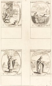 St. Eligius; St. Agericus; Pyhä Franciscus Xavier; Pyhä Pietari Chrysologus tekijältä Jacques Callot