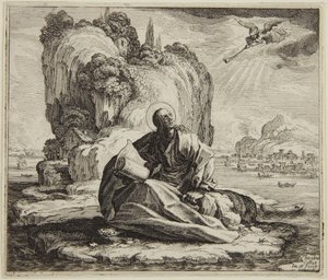 Pyhä Johannes Patmoksen saarella tekijältä Jacques Callot