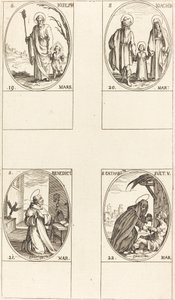 St. Joseph, St. Joachim, St. Benedict, Abbot, St. Catharine of Sweden. tekijältä Jacques Callot