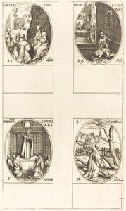 St. Mederic, apotti; Johannes Kastajan pään mestaus; St. Fiacre; Neitsyt juhla tekijältä Jacques Callot