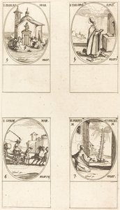 St. Phocas, St. Theophilus, St. Conon, Sts. Perpetua ja Felicity tekijältä Jacques Callot