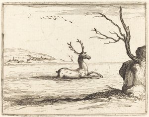 Hirvi vedessä, 1628. tekijältä Jacques Callot