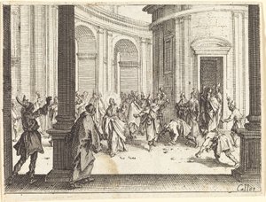 Jeesuksen kivittäminen, 1635. tekijältä Jacques Callot