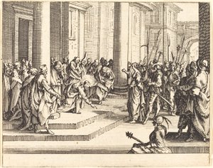 Jeesuksen kivittäminen, 1635. tekijältä Jacques Callot