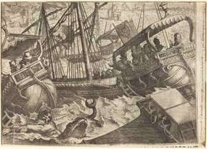 Myrsky Barcelonan rannikolla [recto] tekijältä Jacques Callot