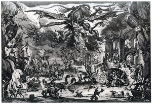 Pyhän Antoniuksen kiusaus, c1615-1635 1924 tekijältä Jacques Callot