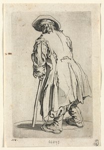 Kerjäläiset: Old Beggar on One Single Crutch, n. 1623. tekijältä Jacques Callot