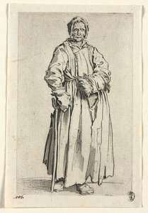 Kerjäläiset: Yksisilmäinen nainen, n. 1623. tekijältä Jacques Callot