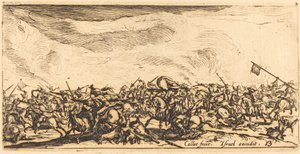 Ratsuväen taistelu miekoilla, n. 16321634. tekijältä Jacques Callot