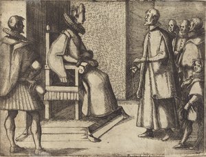 Toscanan lähettiläs kiittää kuningatarta [verso] tekijältä Jacques Callot