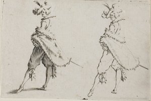 The Capricesin herrasmies takin kanssa, poseeraa kädet lantiolla tekijältä Jacques Callot