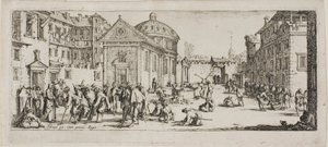Sairaala, levy viisitoista teoksesta Sotien kurjuus. tekijältä Jacques Callot