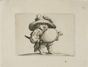 Suuri vatsainen mies, joka on koristeltu nappikiivoilla, Varie Figure Gobbi tekijältä Jacques Callot