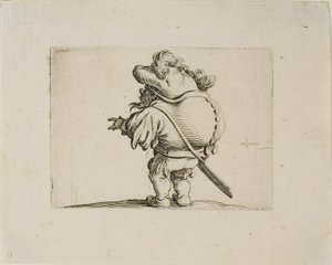 Suuri vatsainen mies, joka on koristeltu nappikiivoilla, Varie Figure Gobbi tekijältä Jacques Callot