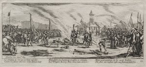 Sodan suuret kurjuudet: Polttaminen roviolla, 1633. tekijältä Jacques Callot