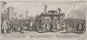 Sodan suuret kurjuudet: teloitus pyörässä, 1633. tekijältä Jacques Callot