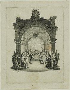 Viimeinen ehtoollinen, teoksesta Pieni passio tekijältä Jacques Callot