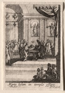 Neitsyen elämä: Kristuksen esittely temppelissä. tekijältä Jacques Callot