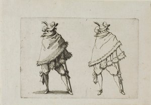 Mies käärittynä takkiinsa, Capricesista tekijältä Jacques Callot