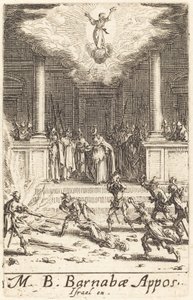 Pyhän Barnabaan marttyyrikuolema, n. 16341635. tekijältä Jacques Callot
