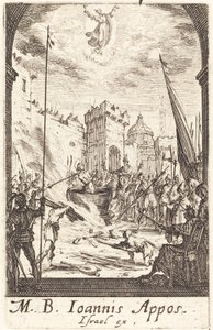 Pyhän evankelista Johannes marttyyrikuolema, n. 16341635. tekijältä Jacques Callot