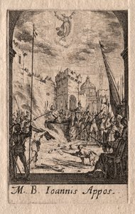 Apostolien marttyyrikuolema: Pyhä Johannes Evankelista tekijältä Jacques Callot