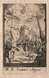Apostolien marttyyrikuolema: Pyhä Johannes Evankelista. tekijältä Jacques Callot