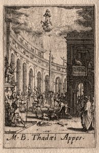 Apostolien marttyyrikuolema: Pyhä Taddeus. tekijältä Jacques Callot