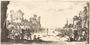 Arrows Saint Sebastianin koettelemus, n. 16321633. tekijältä Jacques Callot