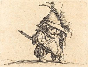 Pulloinen mies pitkällä hatulla tekijältä Jacques Callot