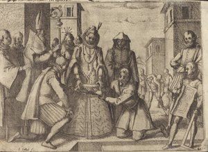 Kuningatar laskee ensimmäisen kiven Klarien kirkolle Espanjassa [verso] tekijältä Jacques Callot
