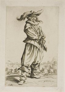 Soldier, jolla on hattu, levy kolme La Noblessesta tekijältä Jacques Callot