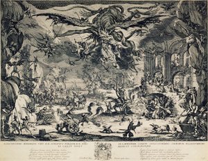Pyhän Antoniuksen kiusaus, 1635. tekijältä Jacques Callot