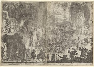 Pyhän Antoniuksen kiusaus [ensimmäinen versio] tekijältä Jacques Callot