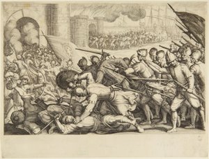 Kaupungin porttia hyökkäävät joukot tekijältä Jacques Callot