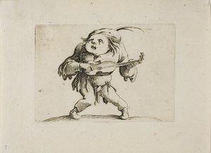 Heippuva mies, joka soittaa kitaraa, Varie Figure Gobbi tekijältä Jacques Callot