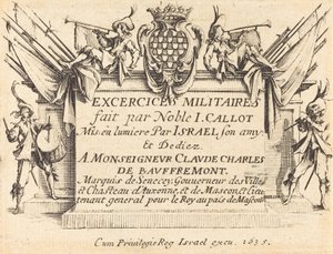 Otsikko "Sotilasharjoitukset" tekijältä Jacques Callot