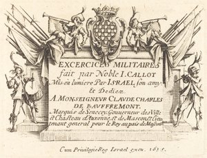 Otsikko "Sotilasharjoitukset" tekijältä Jacques Callot